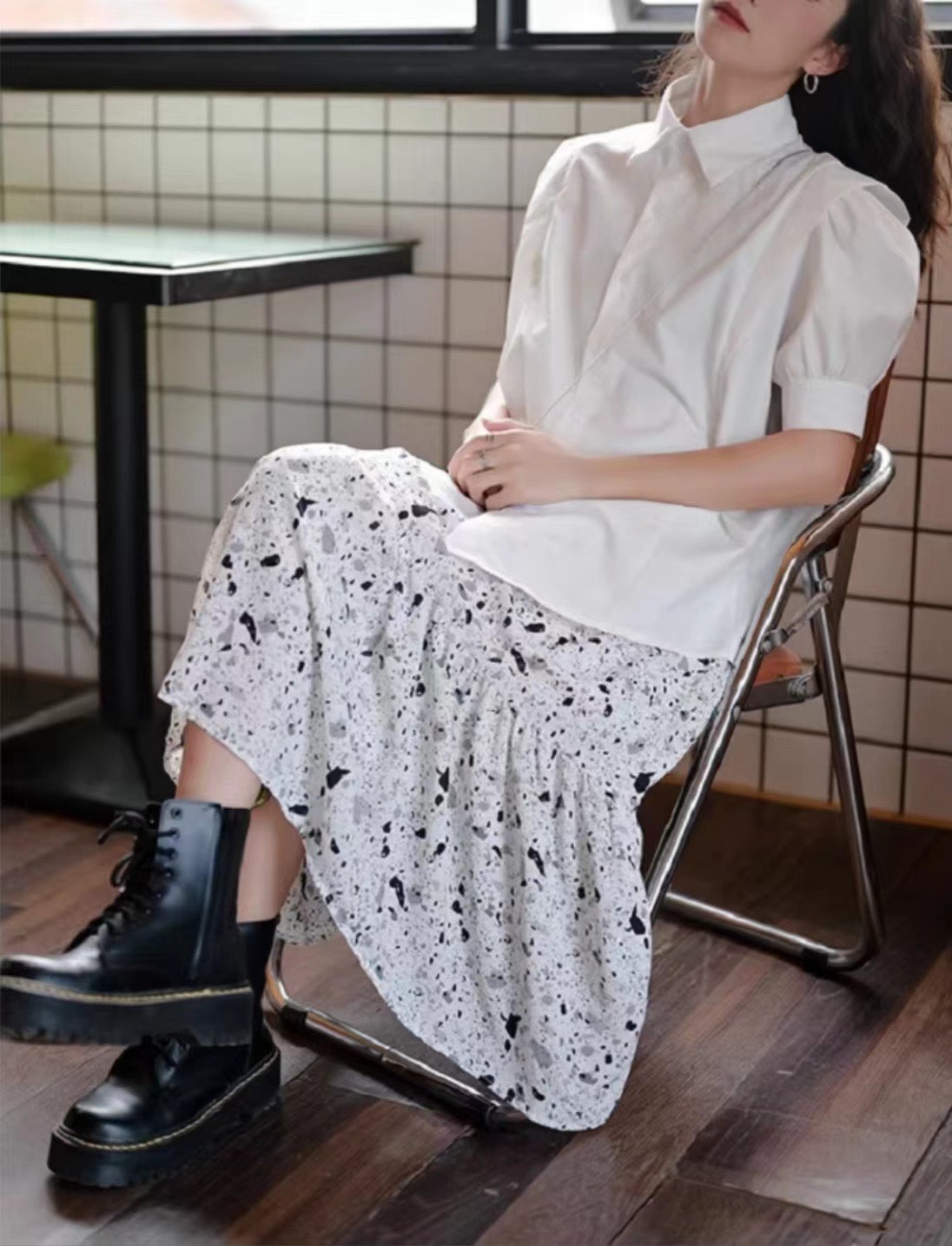 Áo sơ mi nữ ngắn tay thiết kế vạt vai kiểu cách Somi1195