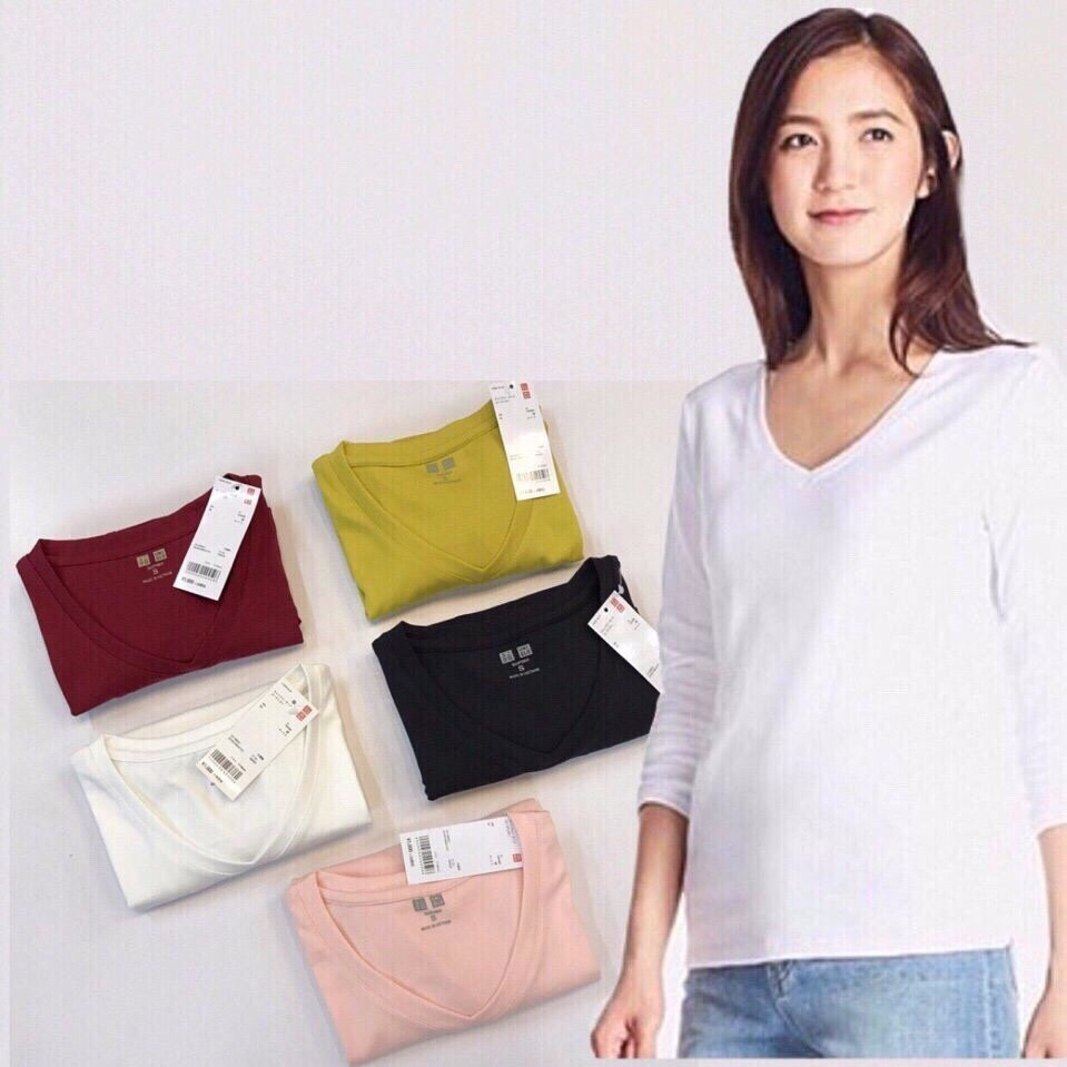 Áo Cổ Tim Thu Đông Uniqlo Nữ