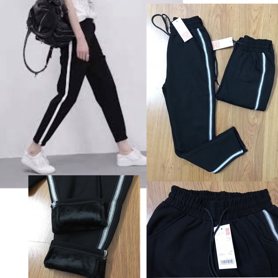 Quần Nỉ Lót Lông 1 Sọc Viền Chữ