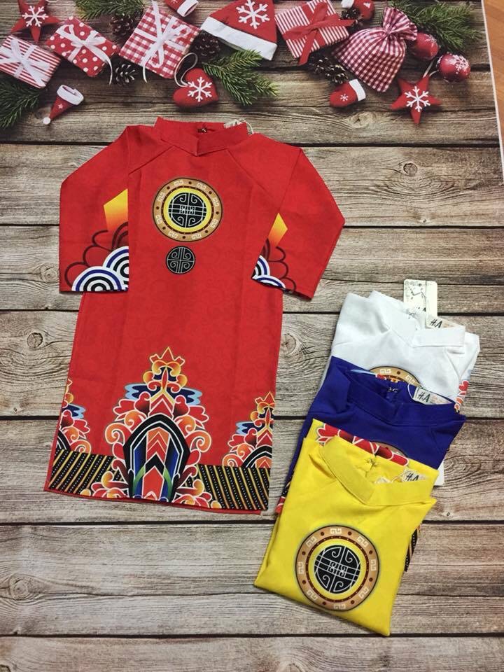 Áo Dài Bé Trai hình Đồng Xu