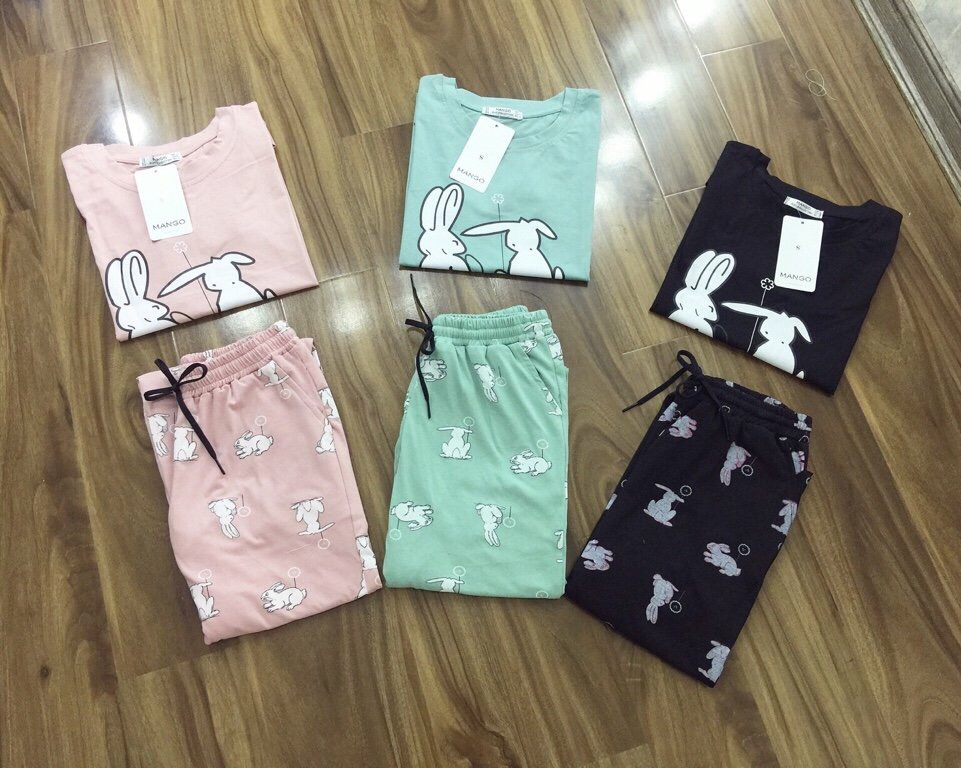 Bộ Cotton Thỏ Quần Thô-bán hết cắt mã