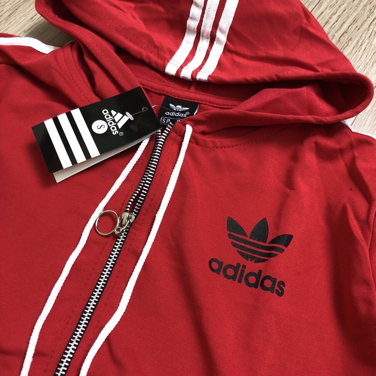 Bộ Nữ Kéo Khóa ADIDAS 3 Sọc