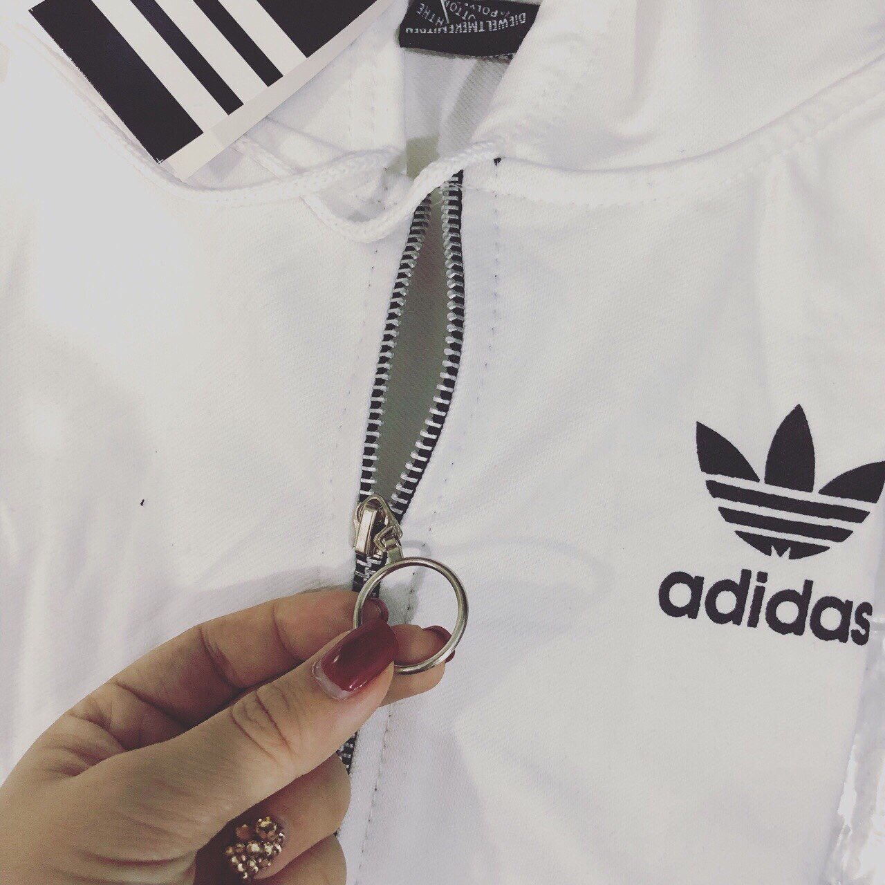 Bộ Nữ Kéo Khóa ADIDAS 3 Sọc