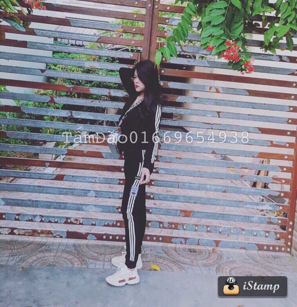Bộ Nữ Kéo Khóa ADIDAS 3 Sọc