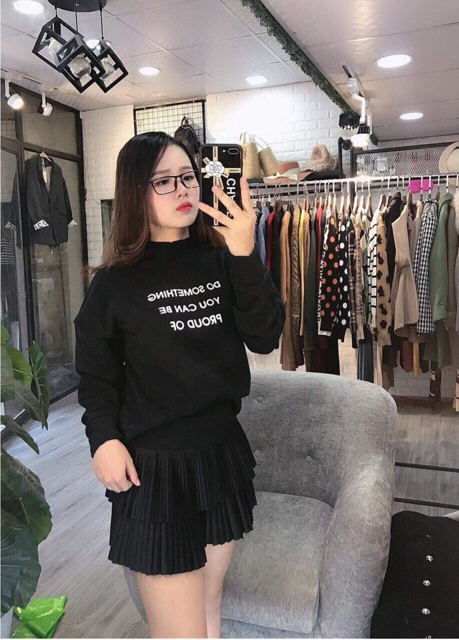 Áo Nỉ Bông Nữ Cổ 5 Phân