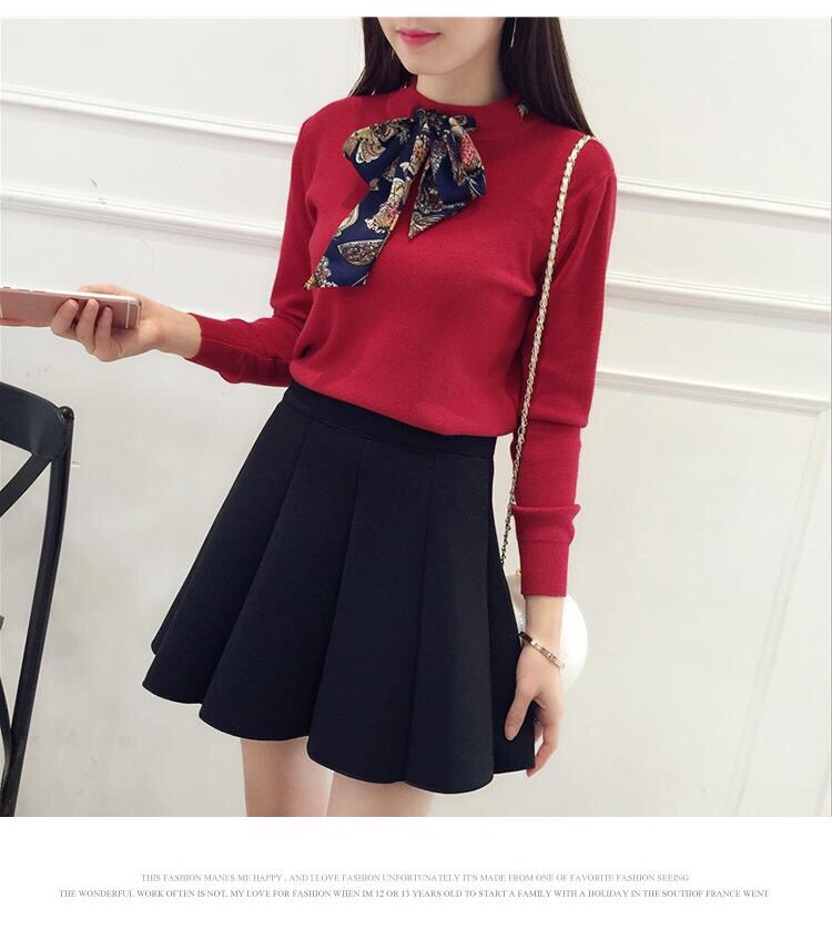 Áo Len Cổ Thắt Nơ