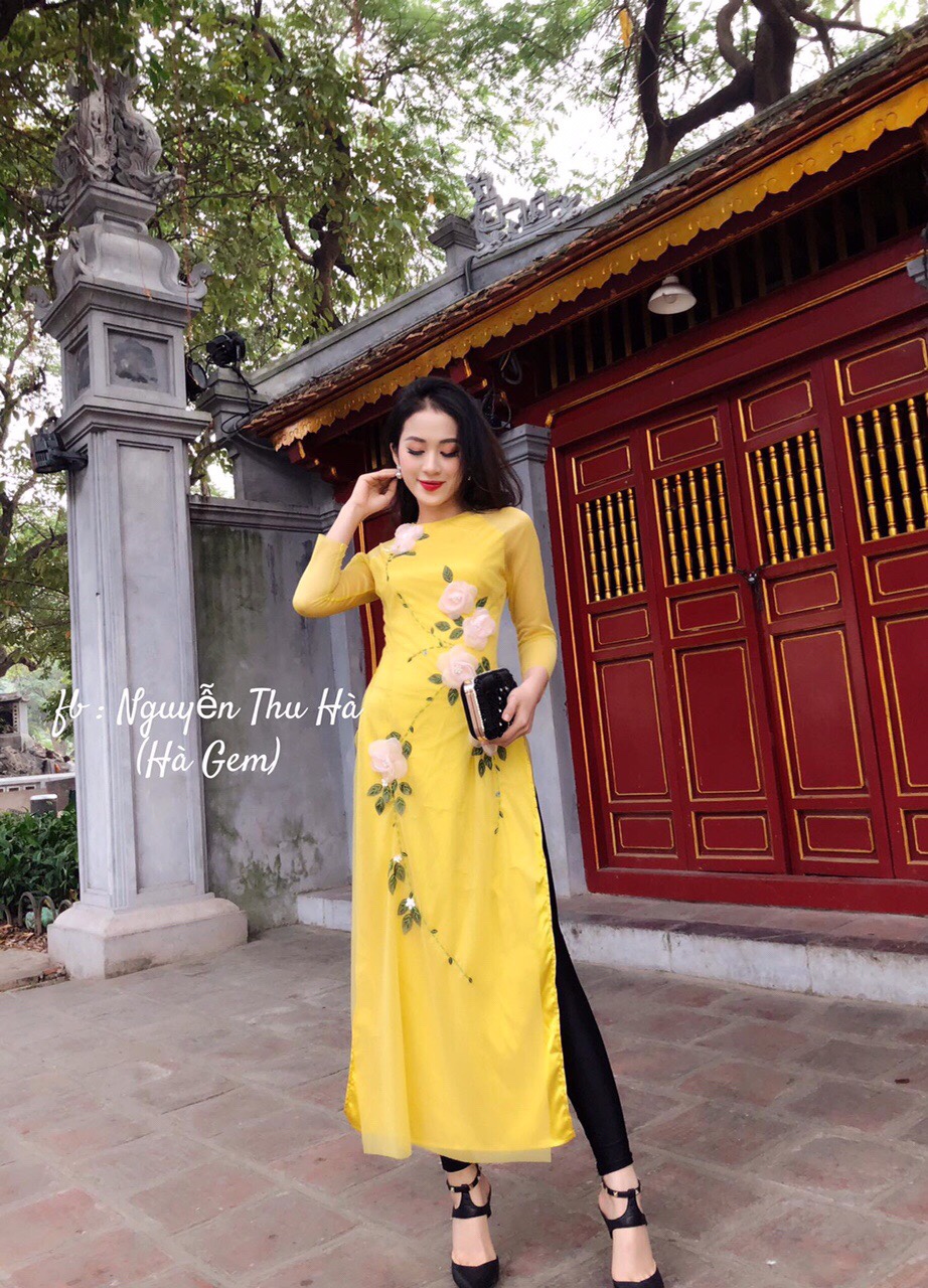 Áo Dài Hoa Thêu Tay