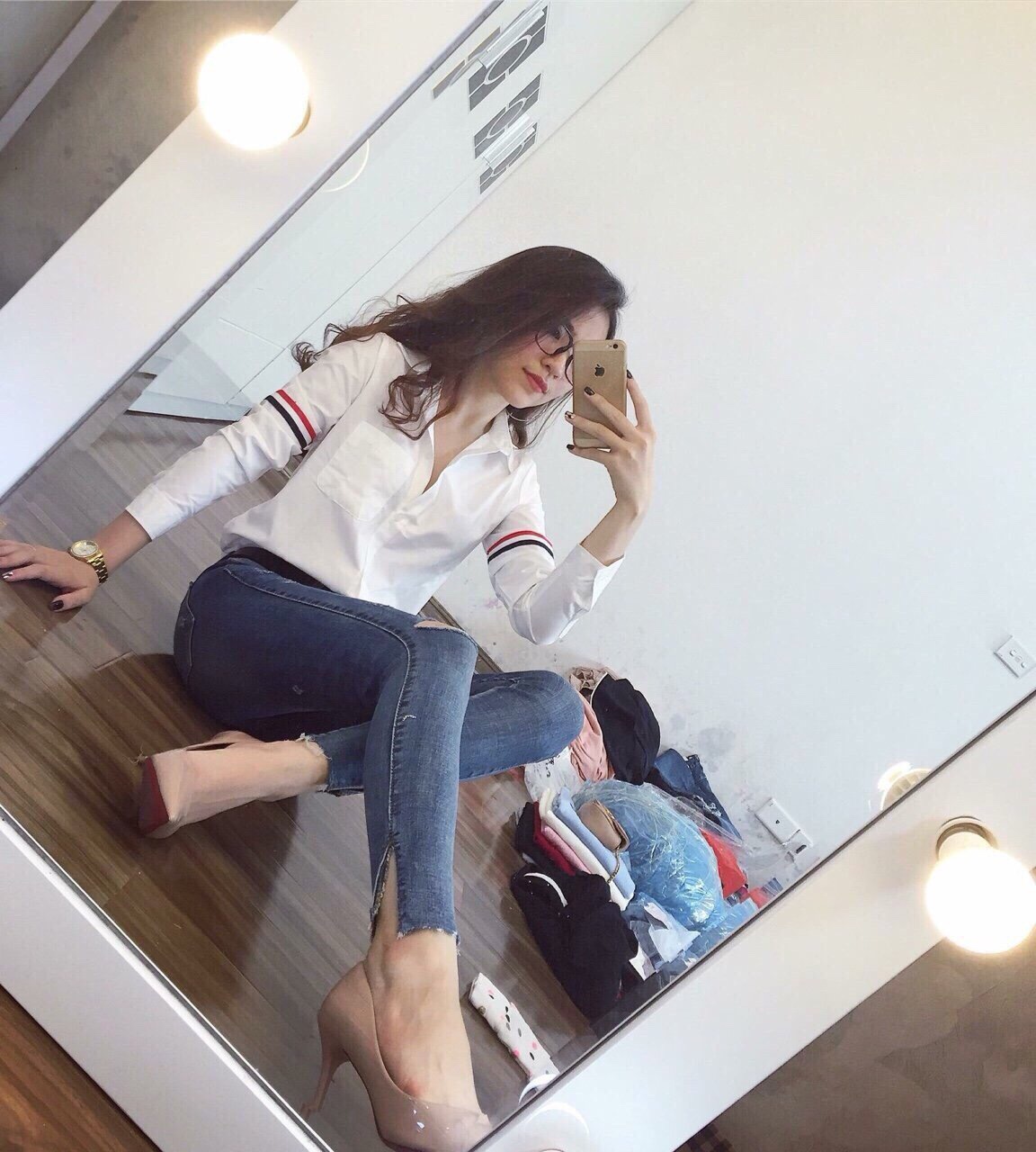 Áo Sơ Mi Nữ Kẻ Tay Quốc Dân