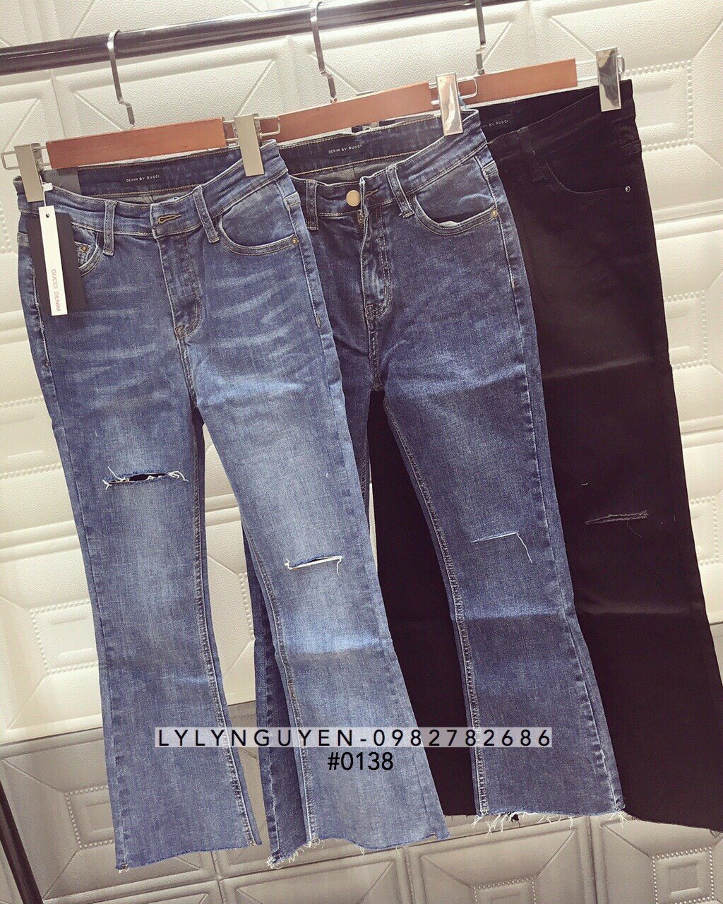 Quần Bò Jean Ống Loe Rách cắt mã