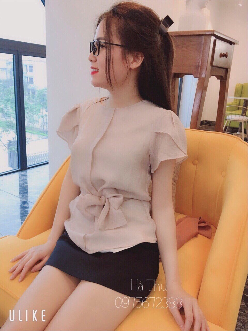 Áo Voan Cộc Tay Thắt Eo cắt mã