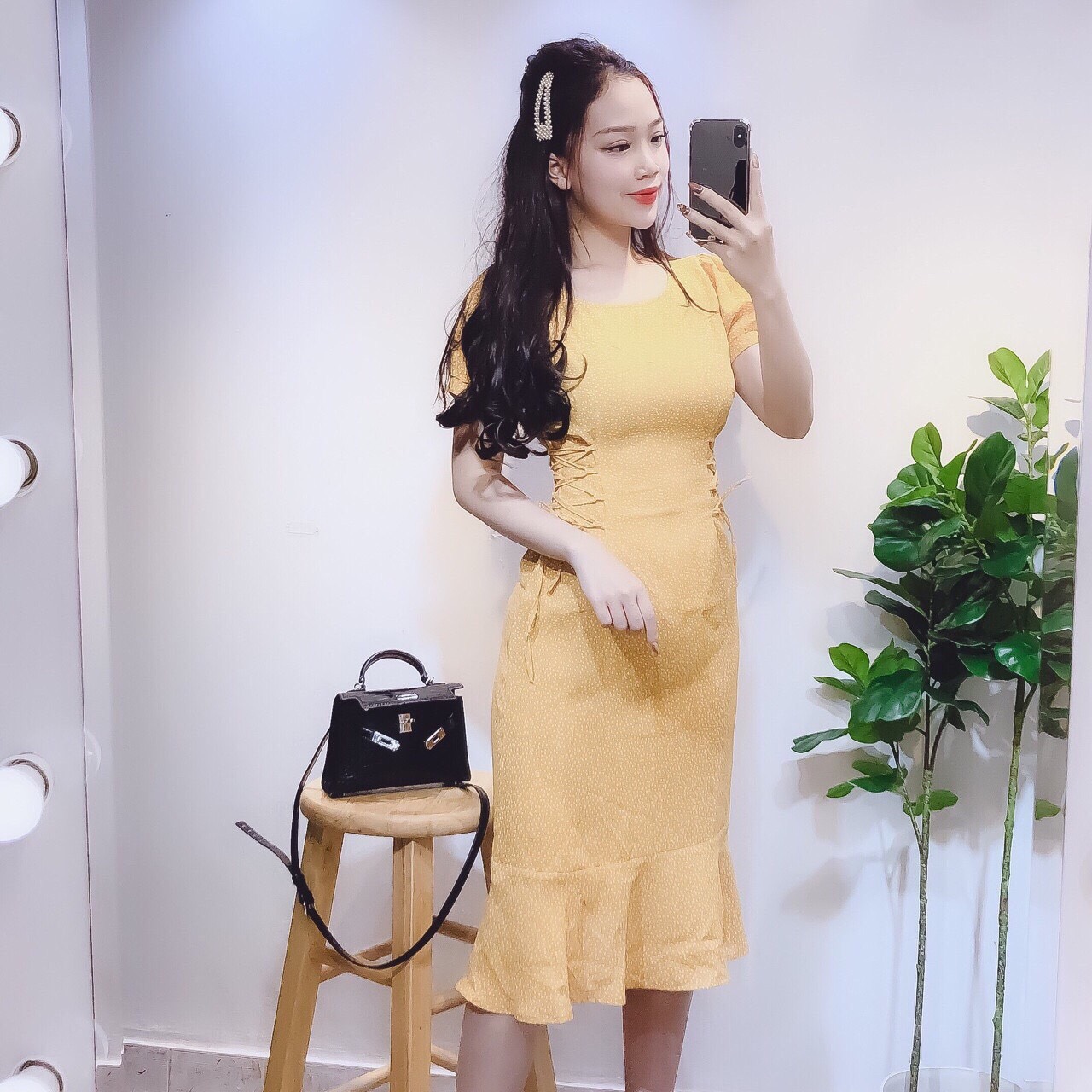 Hàng Quảng Châu] Chân Váy Midi Caro Lưng Cao Đuôi Cá / Chân Váy Caro Dáng  Dài Rút Dây Hông | Shopee Việt Nam