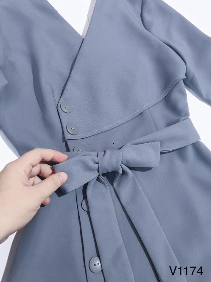 Váy Zara Đính Cúc Nơ Eo T2/PB.K4b - cắt mã