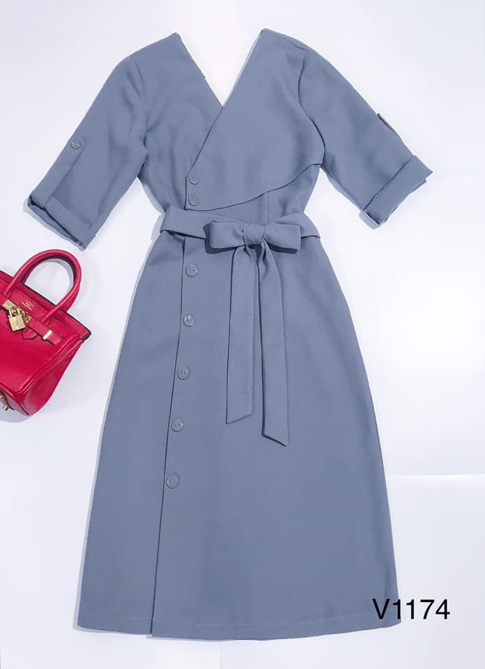 Váy Zara Đính Cúc Nơ Eo T2/PB.K4b - cắt mã