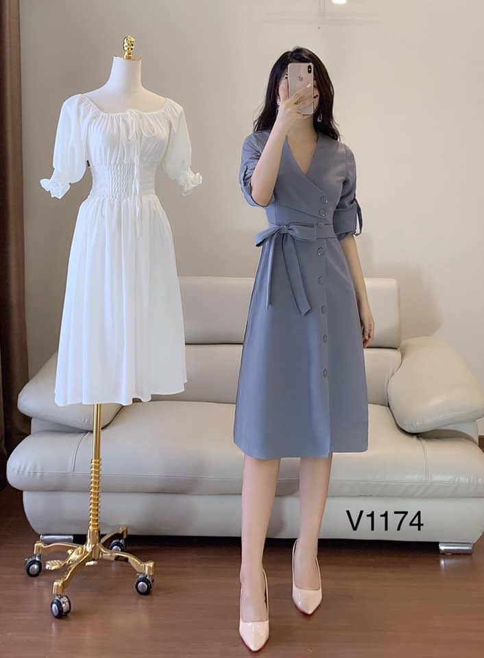 Váy Zara Đính Cúc Nơ Eo T2/PB.K4b - cắt mã