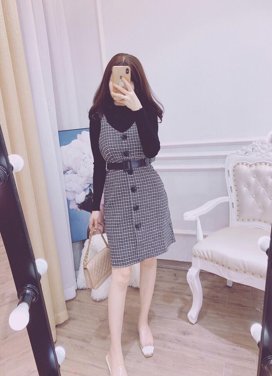 Sét Yếm Dạ Kèm Đai (Yếm Dạ + Áo Len)  - T2