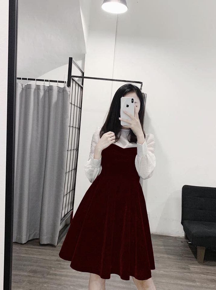 Sét váy Nhung ( Váy + Áo)  - T2/PB.K10