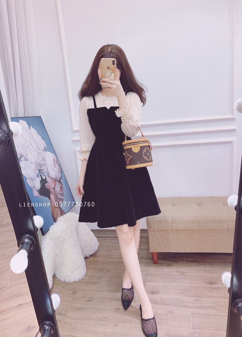 Sét váy Nhung ( Váy + Áo)  - T2/PB.K10