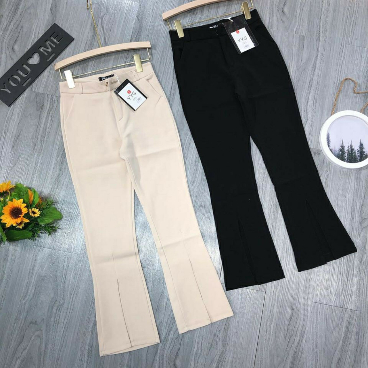 Quần Ống Loe Xẻ Trước Chất Thái co giãn 5638  - T1