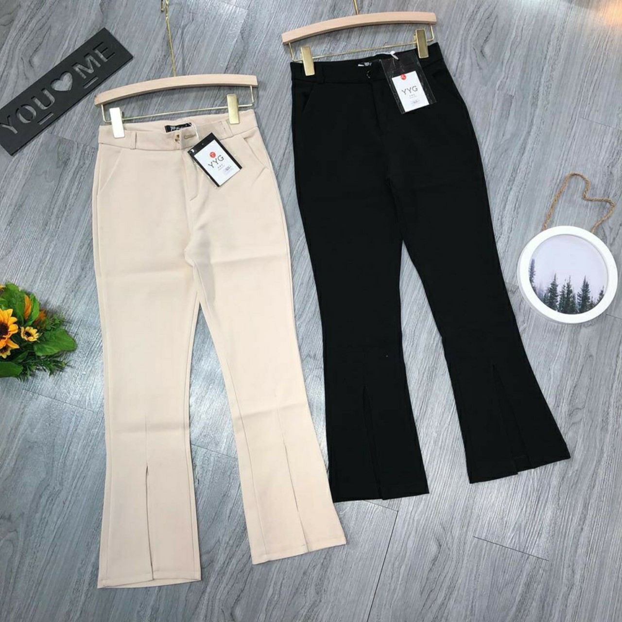 Quần Ống Loe Xẻ Trước Chất Thái co giãn 5638  - T1