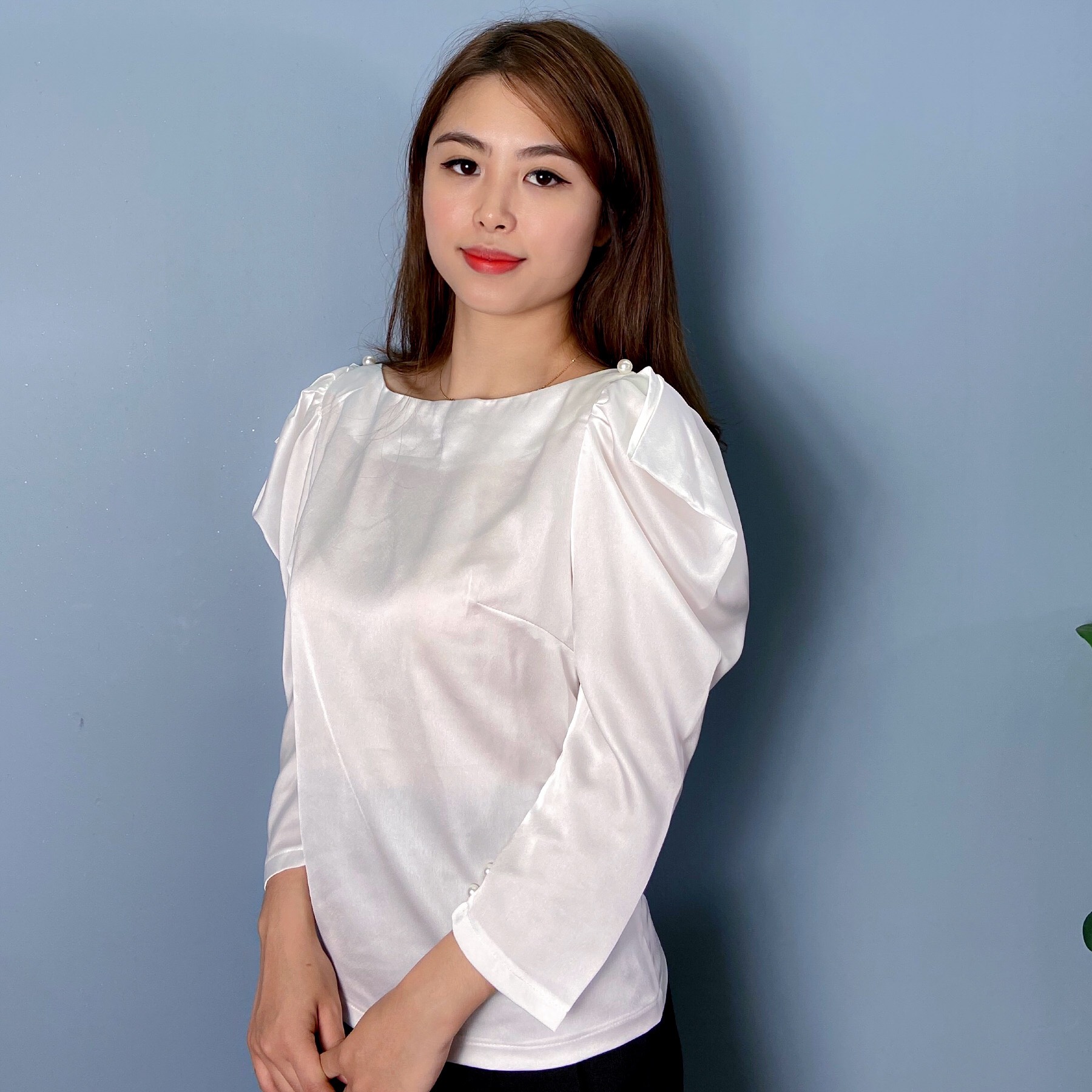 Cắt Mã - Áo Sơ Mi Dài Tay Tay Bồng Chất Lụa Siêu Nhẹ Cao Cấp A50 -P3/K1