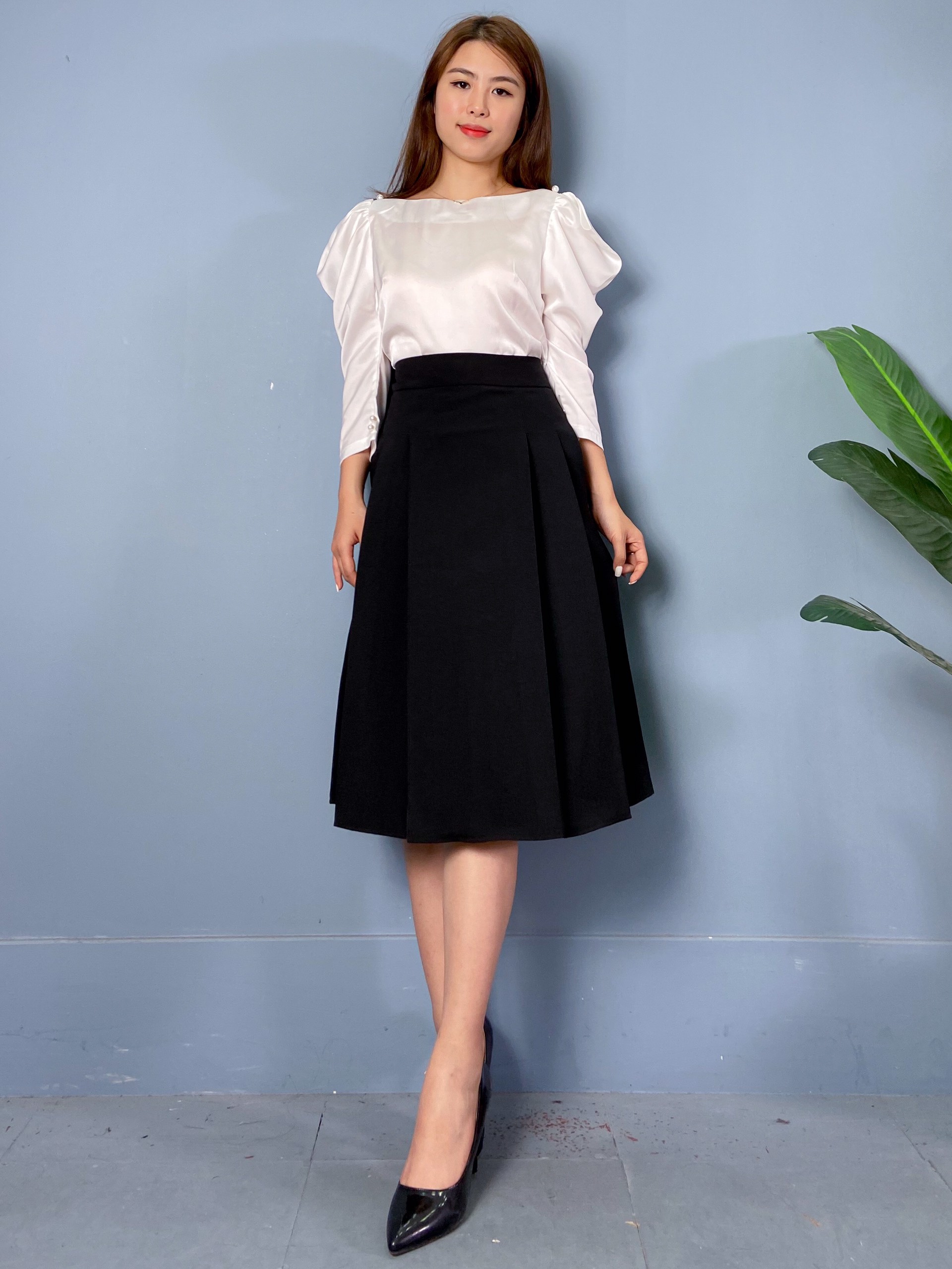 Cắt Mã - Áo Sơ Mi Dài Tay Tay Bồng Chất Lụa Siêu Nhẹ Cao Cấp A50 -P3/K1