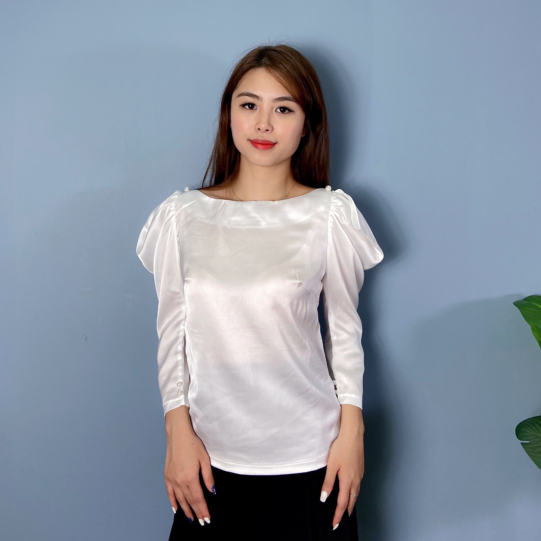 Cắt Mã - Áo Sơ Mi Dài Tay Tay Bồng Chất Lụa Siêu Nhẹ Cao Cấp A50 -P3/K1