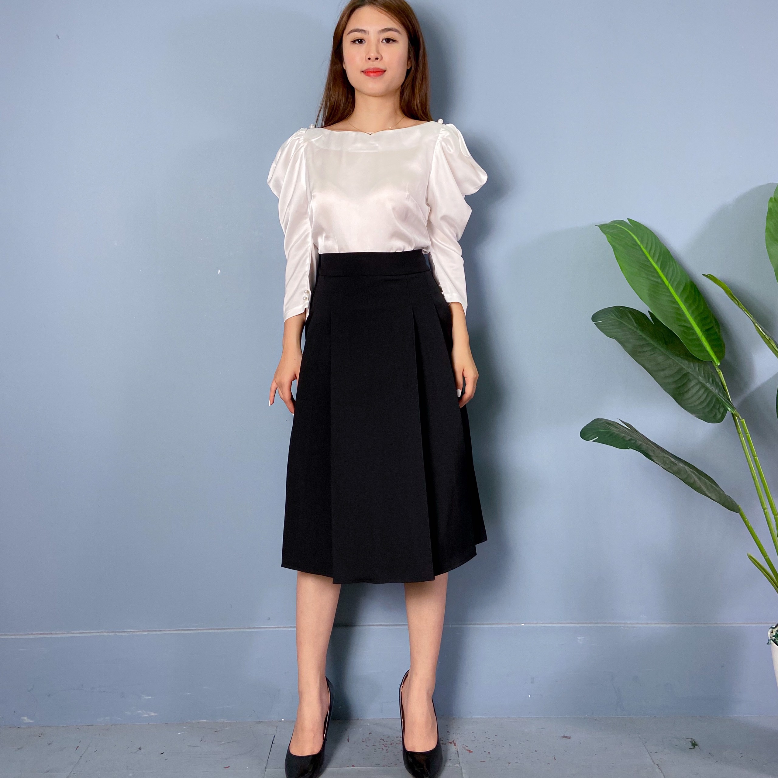 Cắt Mã - Áo Sơ Mi Dài Tay Tay Bồng Chất Lụa Siêu Nhẹ Cao Cấp A50 -P3/K1