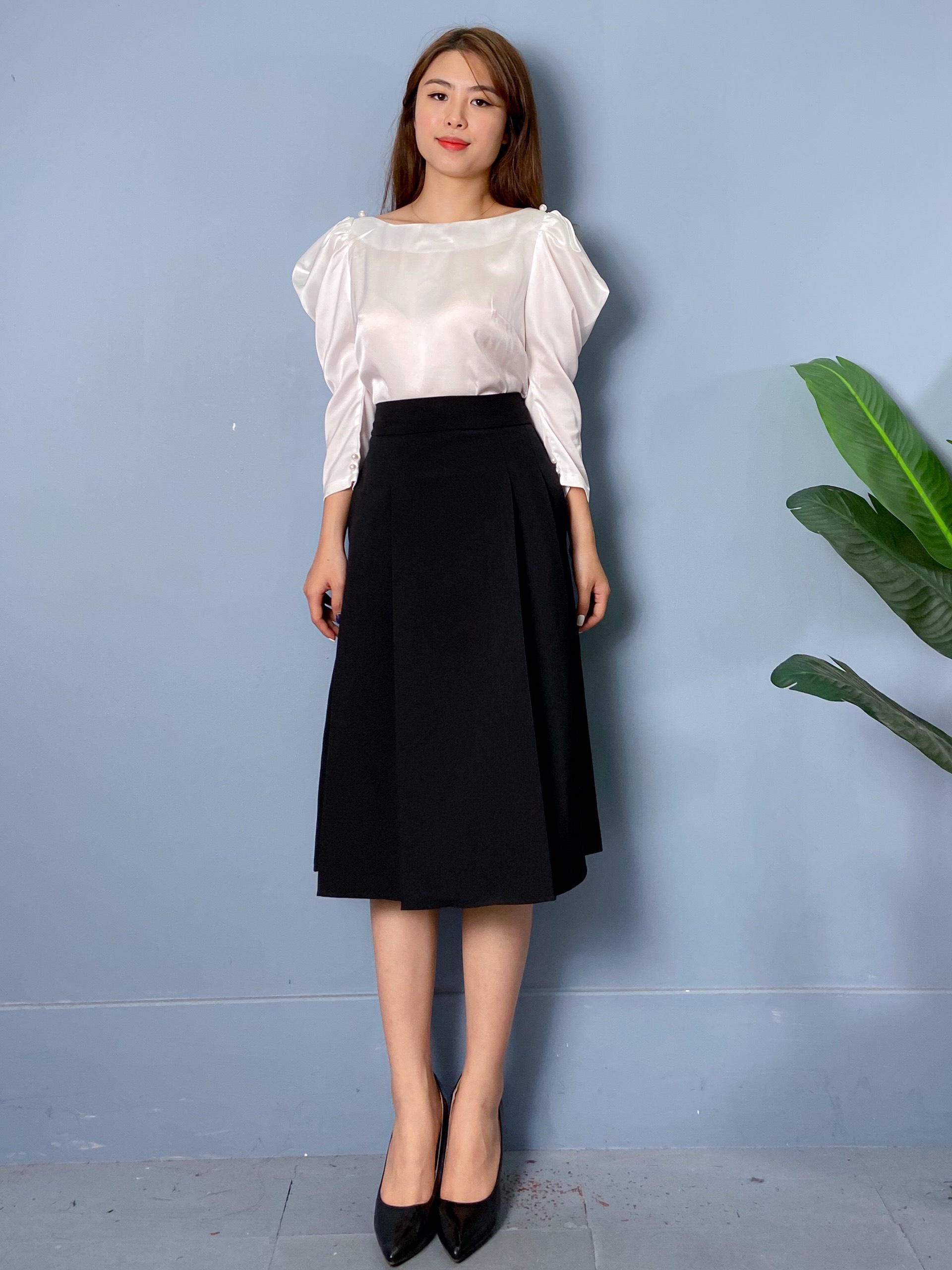 Cắt Mã - Áo Sơ Mi Dài Tay Tay Bồng Chất Lụa Siêu Nhẹ Cao Cấp A50 -P3/K1