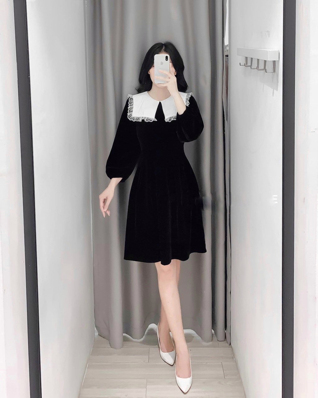 Đầm đen phối cổ trắng bèo - Nhập Sỉ Online