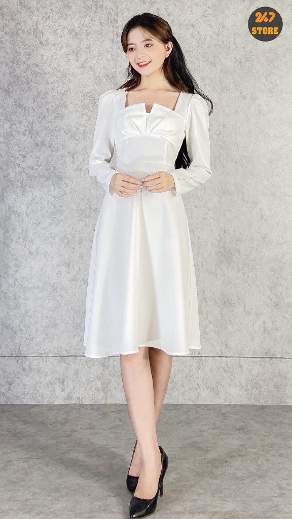 Váy đầm trắng đẹp cao cấp sang trọng trẻ trung  shopvaydepvn