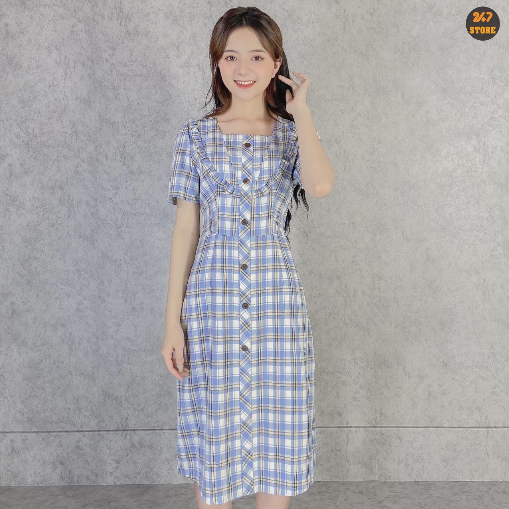 Chân Váy Dạ Dài Kẻ Sọc Caro Midi Caro Skirt Tôn Dáng Đứng Phong Cách Retro  Hàn Quốc | Shopee Việt Nam