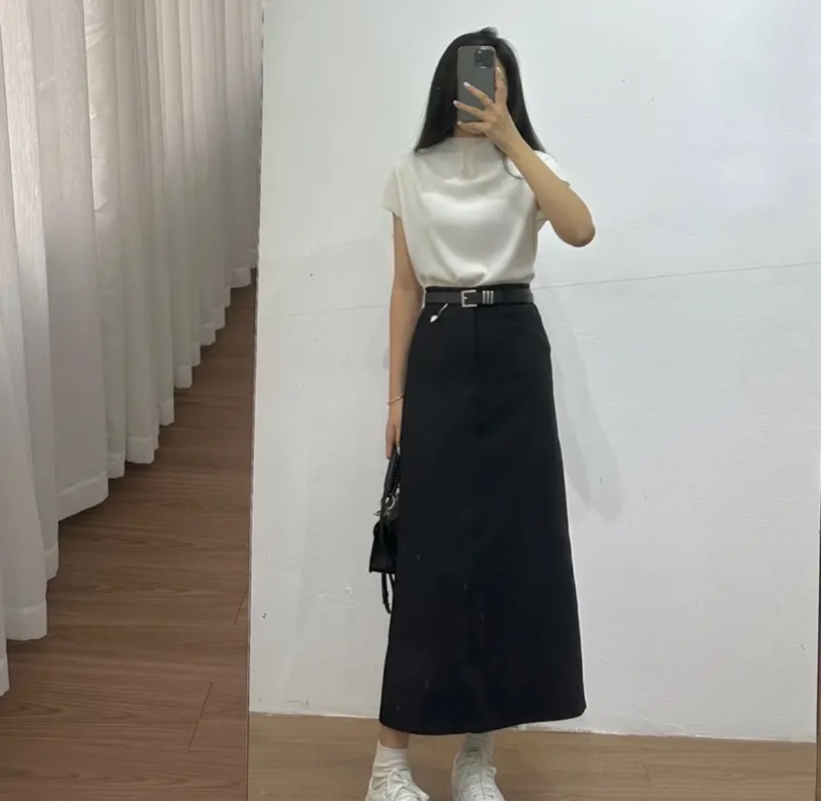 Chân váy nữ dáng dài xẻ tà có nhún ngay eo, chân váy lưng cao dáng dài chất  vải dày dặn Okélla | Shopee Việt Nam