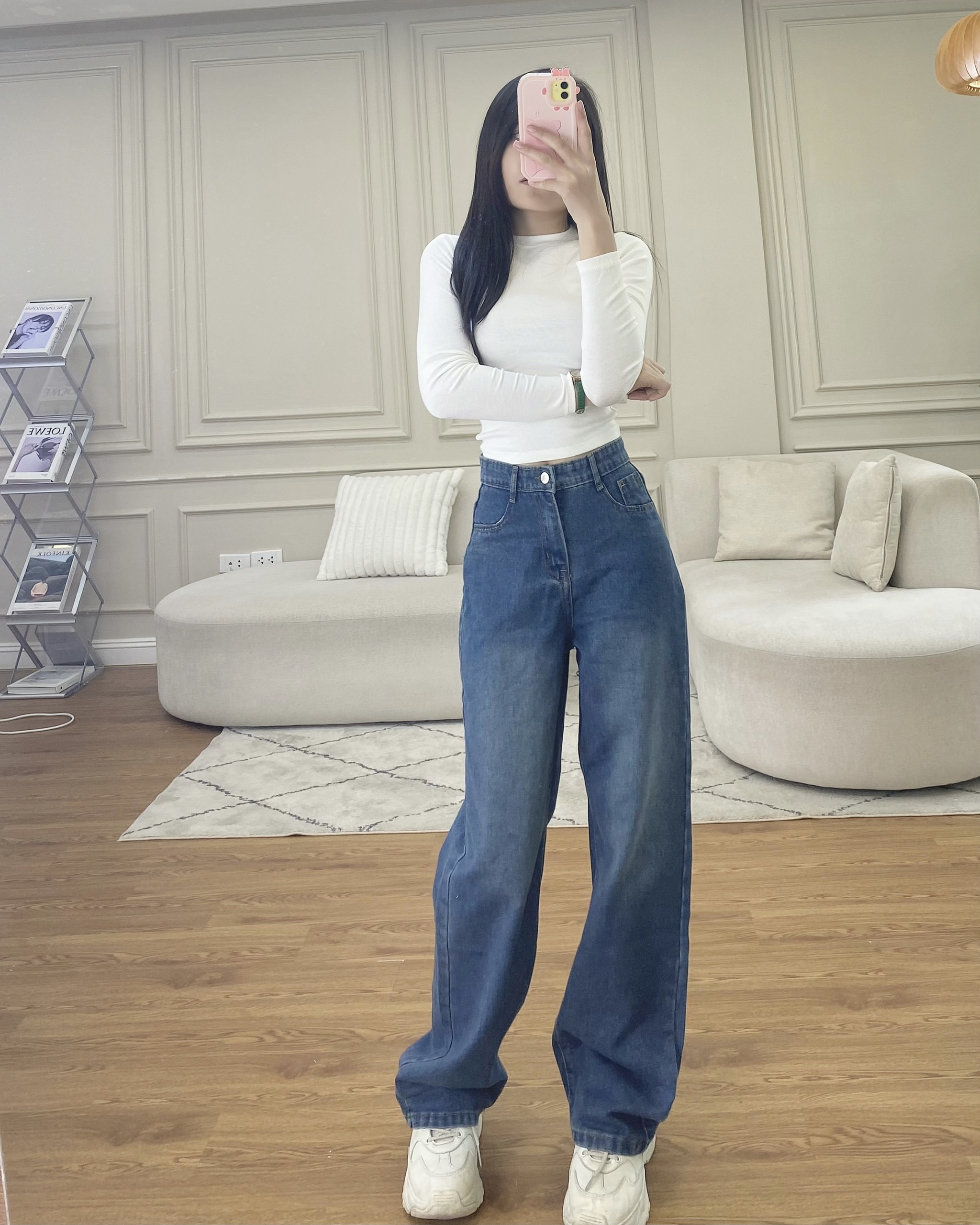 Quần jeans lưng cao ống rộng QuanjeanQ900