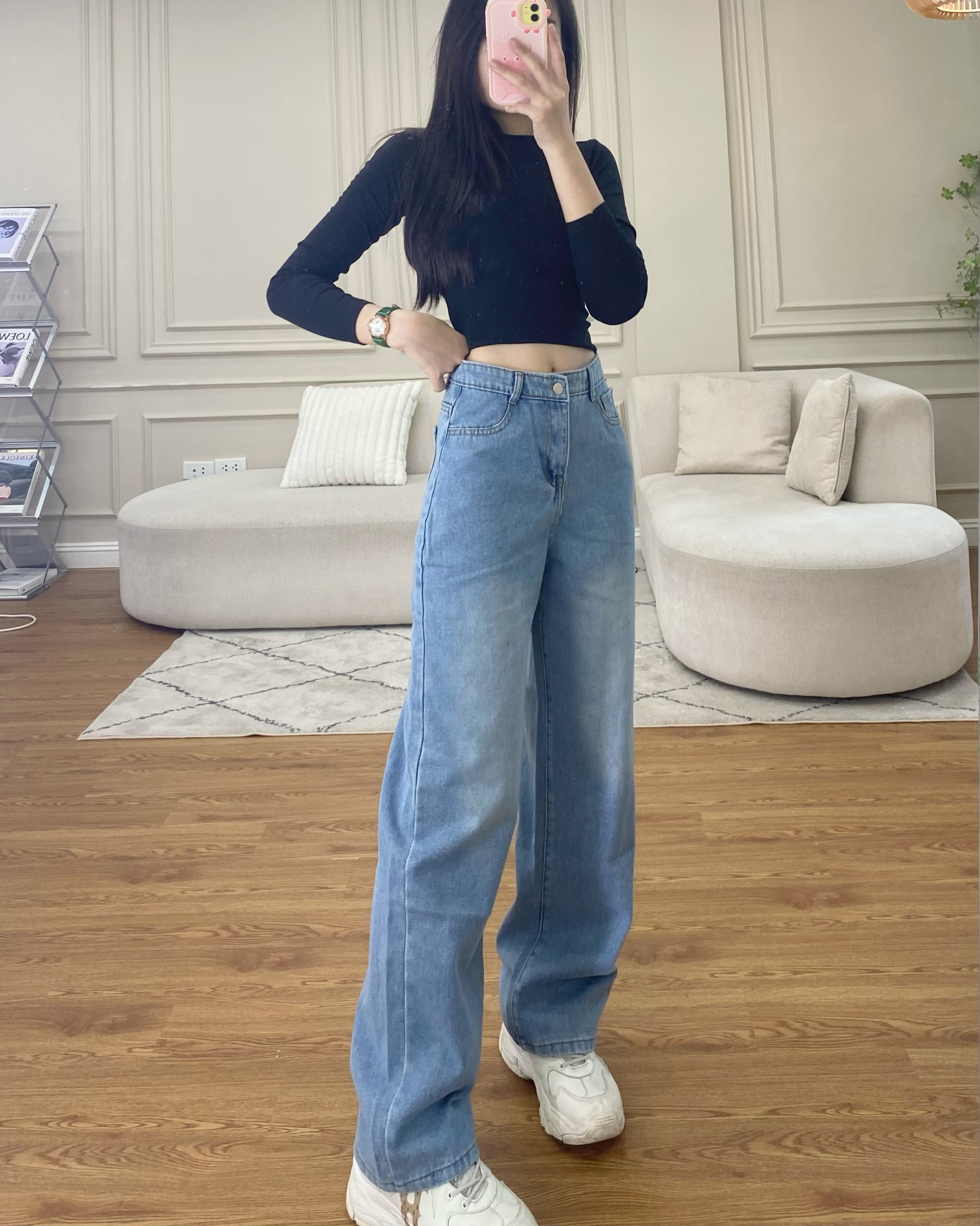 Quần jeans ống rộng màu  vintage Quan7562