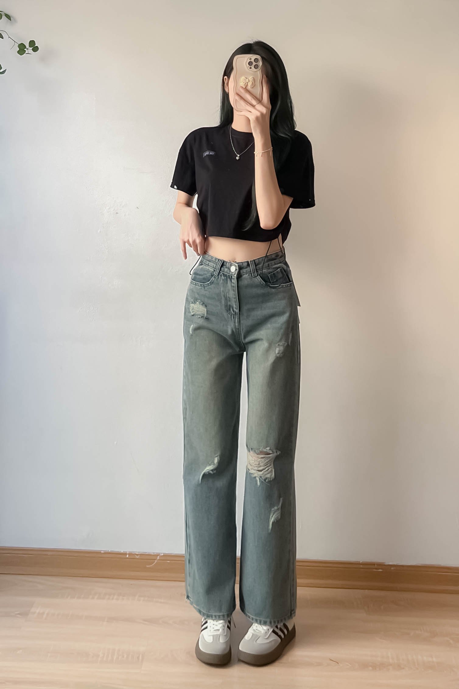 Quàn jeans suông rách Quanjeansuongrach7289