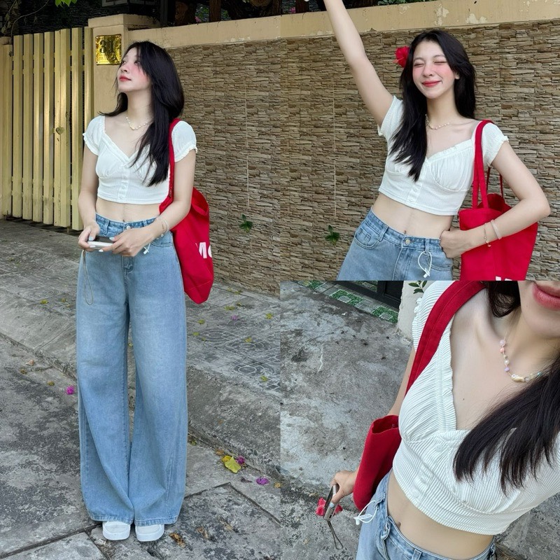 Áo crop top trễ vai Crttrevai2402