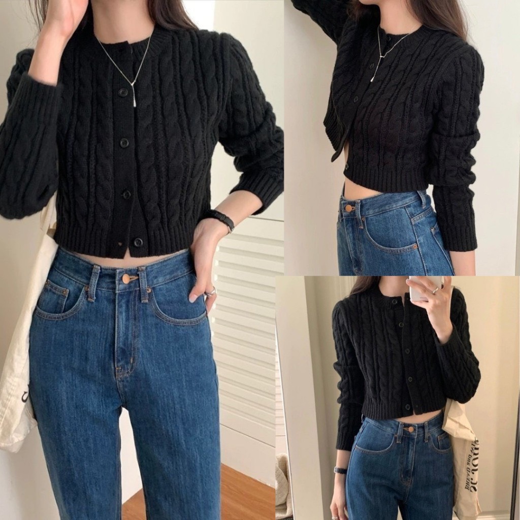 Áo len Cardigan dệt kim dáng ngắn croptop CDG2490