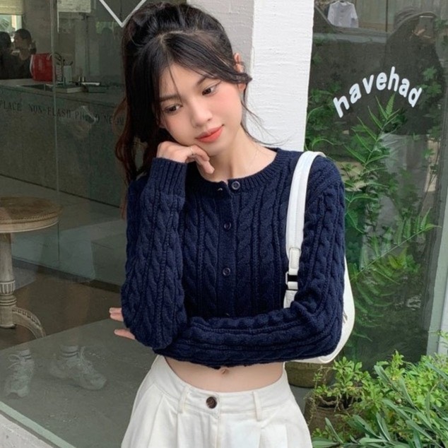 Áo len Cardigan dệt kim dáng ngắn croptop CDG2490