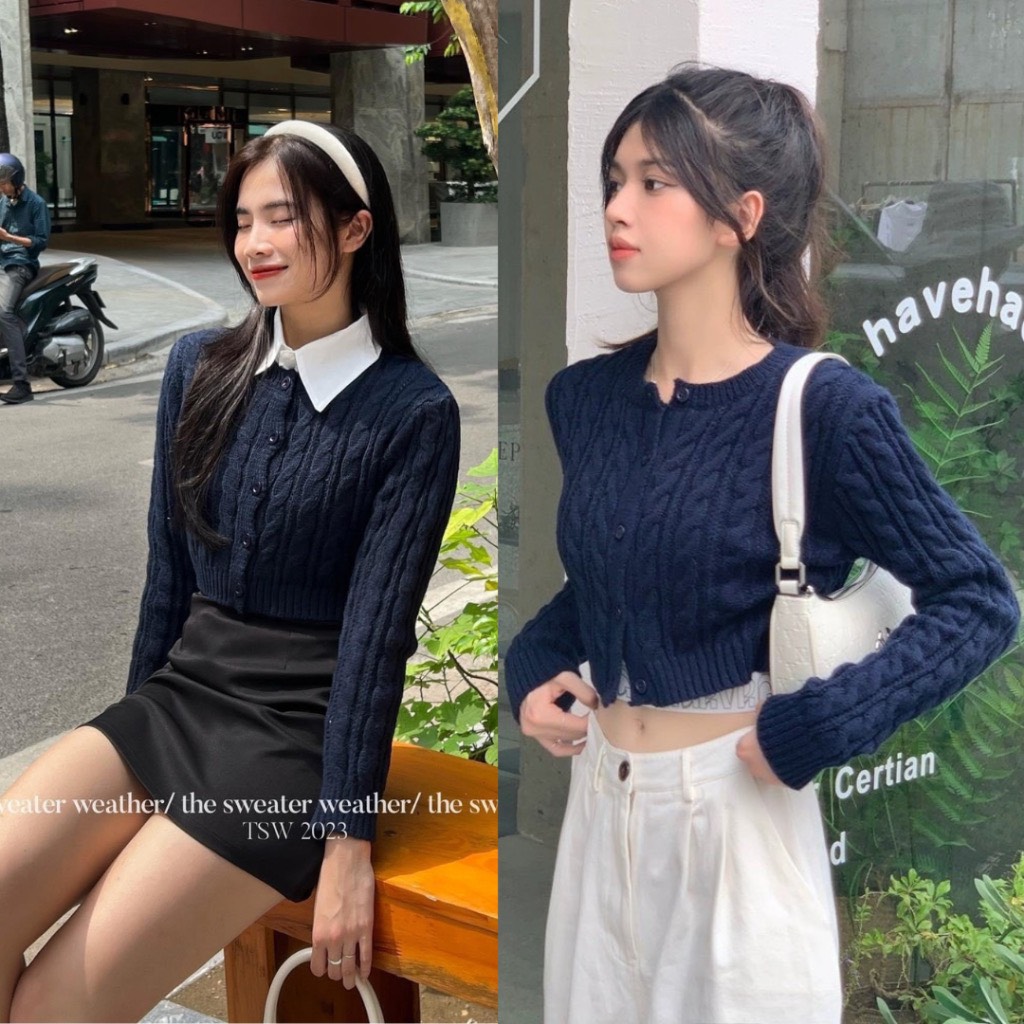 Áo len Cardigan dệt kim dáng ngắn croptop CDG2490