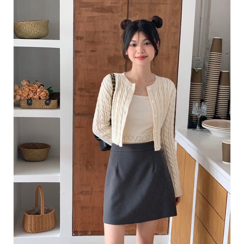 Áo len Cardigan dệt kim dáng ngắn croptop CDG2490