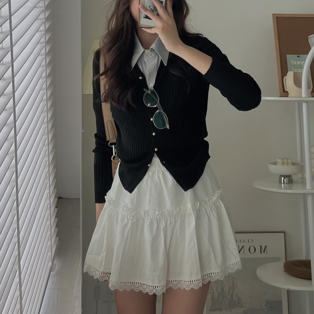 Áo khoác cardigan dệt kim cúc đồng tay dài Cadigan8024