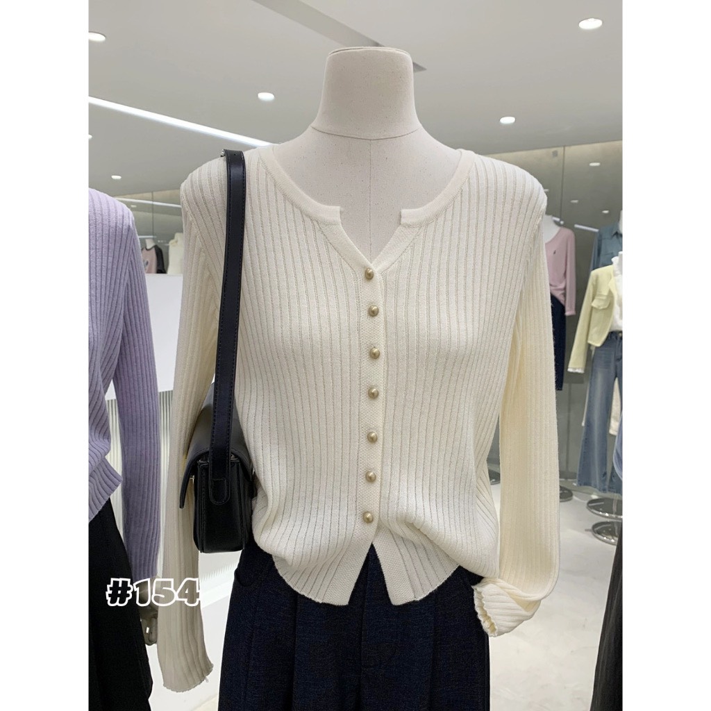 Áo khoác cardigan dệt kim cúc đồng tay dài Cadigan8024