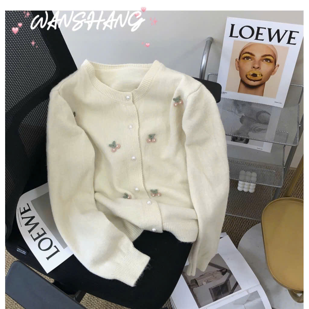 Áo len cardigan kiểu chất len lông thỏ đính hoa Cadigan1084