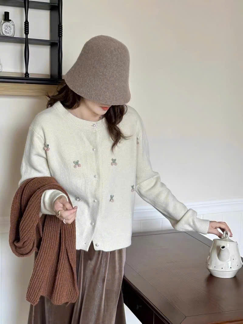 Áo len cardigan kiểu chất len lông thỏ đính hoa Cadigan1084