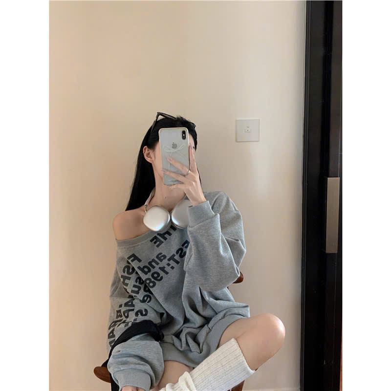  Áo nỉ Sweater lệch vai  AoSweater060