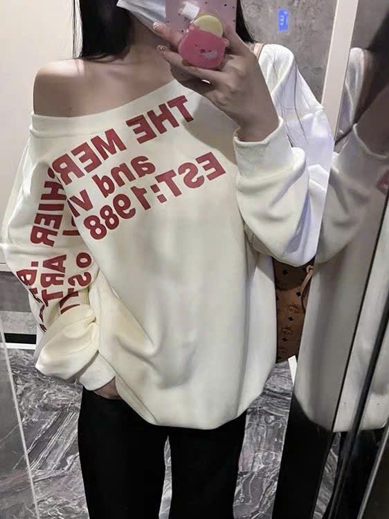  Áo nỉ Sweater lệch vai  AoSweater060