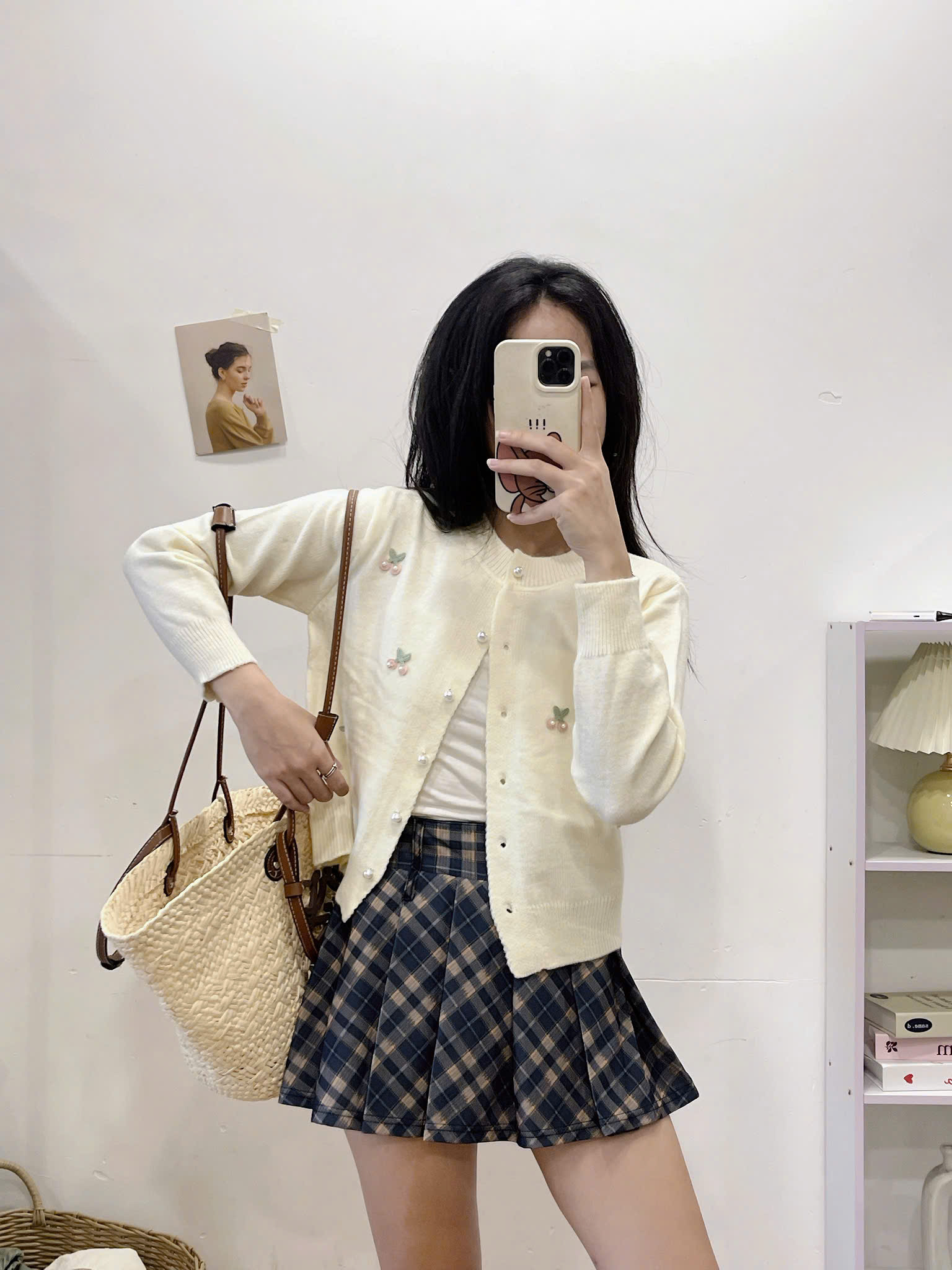 Áo len cardigan kiểu chất len lông thỏ đính hoa Cadigan1084