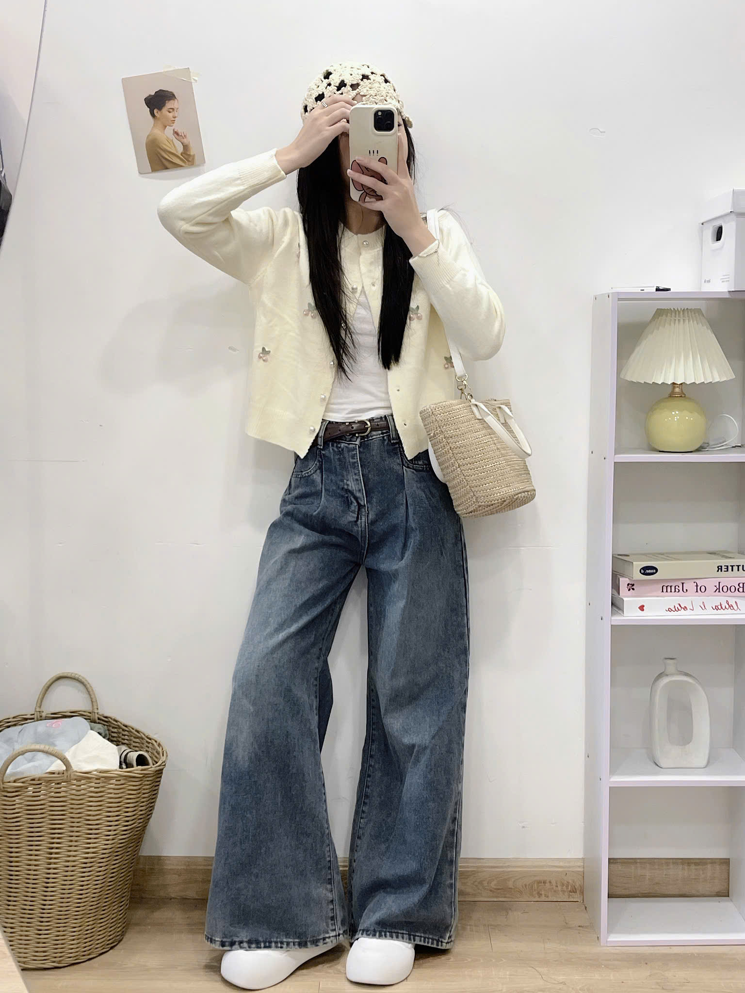 Áo len cardigan kiểu chất len lông thỏ đính hoa Cadigan1084