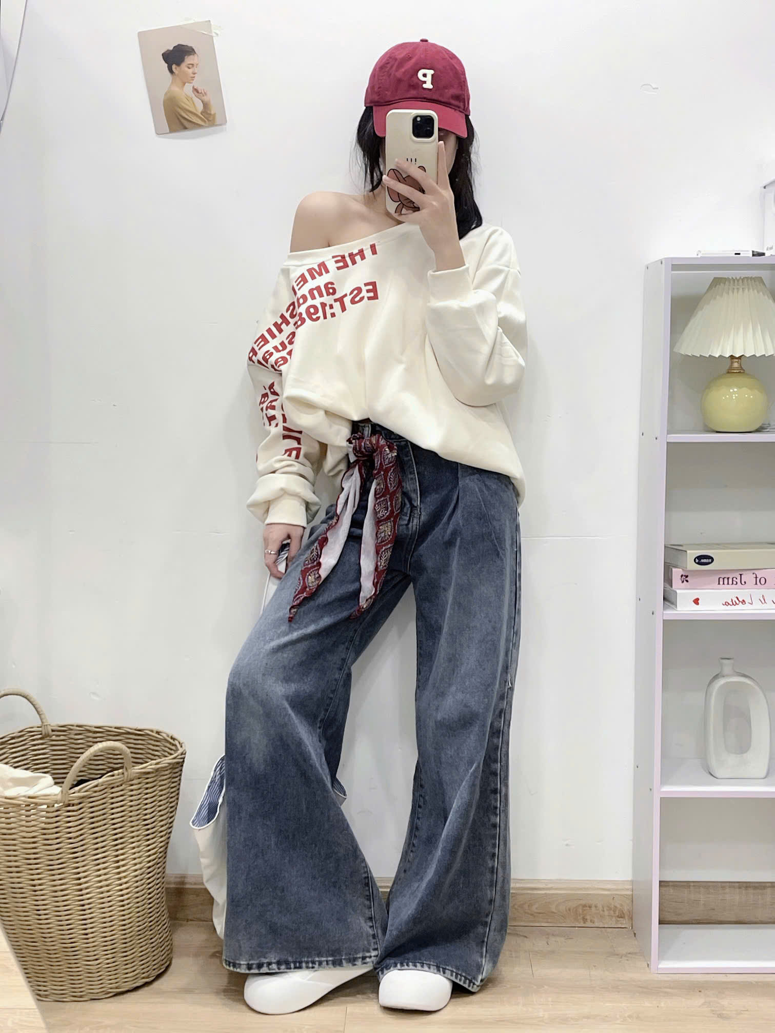  Áo nỉ Sweater lệch vai  AoSweater060