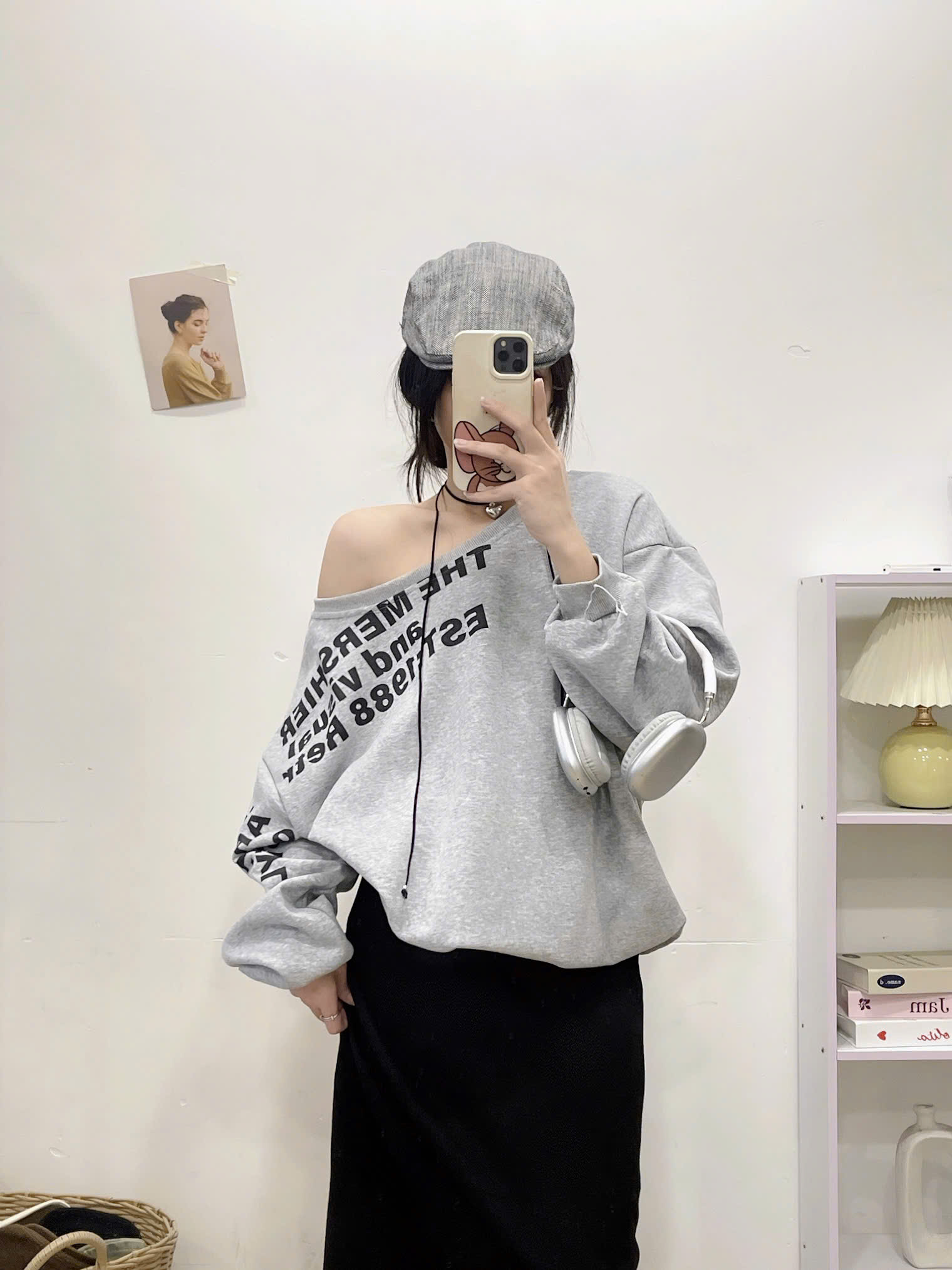  Áo nỉ Sweater lệch vai  AoSweater060